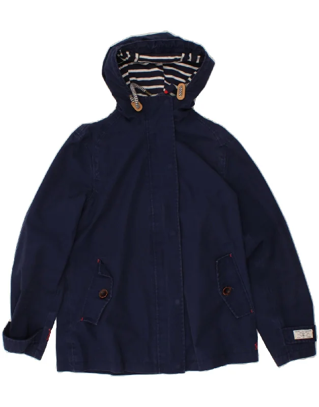 Women's Tailored Outfit JOULES Womens Hooded Rain Jacket UK 12 Medium Navy Blue Cotton