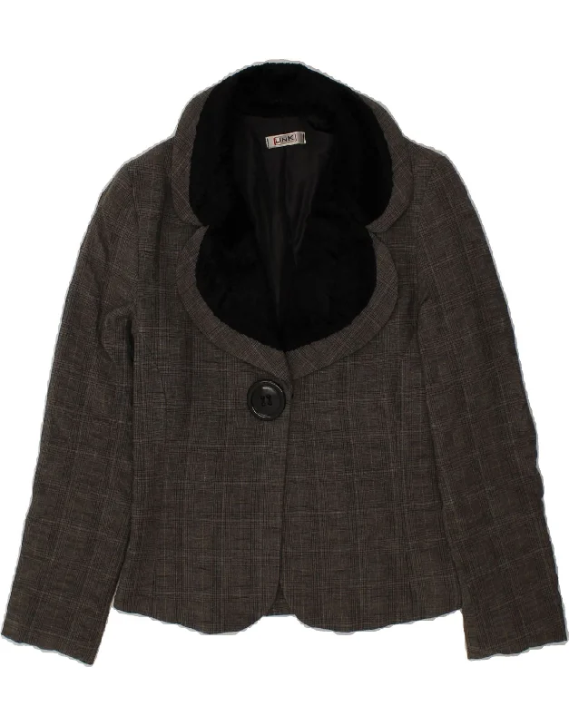 Online Clothing Stores VINTAGE Womens 1 Button Blazer Jacket UK 14 Large Grey Check Cotton Online Clothing Stores VINTAGE Womens 1 Button Blazer Jacket UK 14 Large Grey Check Cotton