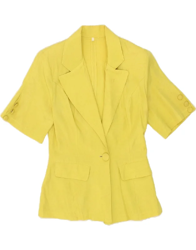 Elegant Women's Fashion VINTAGE Womens 1 Button Short Sleeve Blazer Jacket UK 12 Medium Yellow Elegant Women's Fashion VINTAGE Womens 1 Button Short Sleeve Blazer Jacket UK 12 Medium Yellow