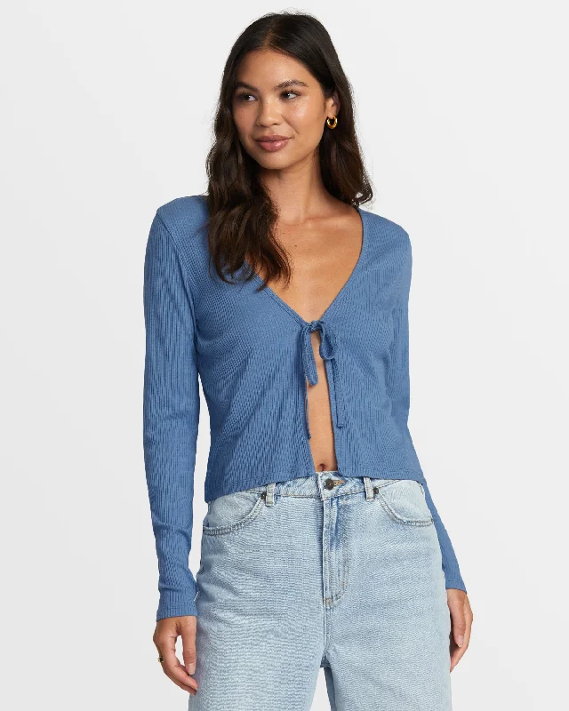 Bid Farewell To The Old Season Love Me Long Sleeve Top - Coronet Blue