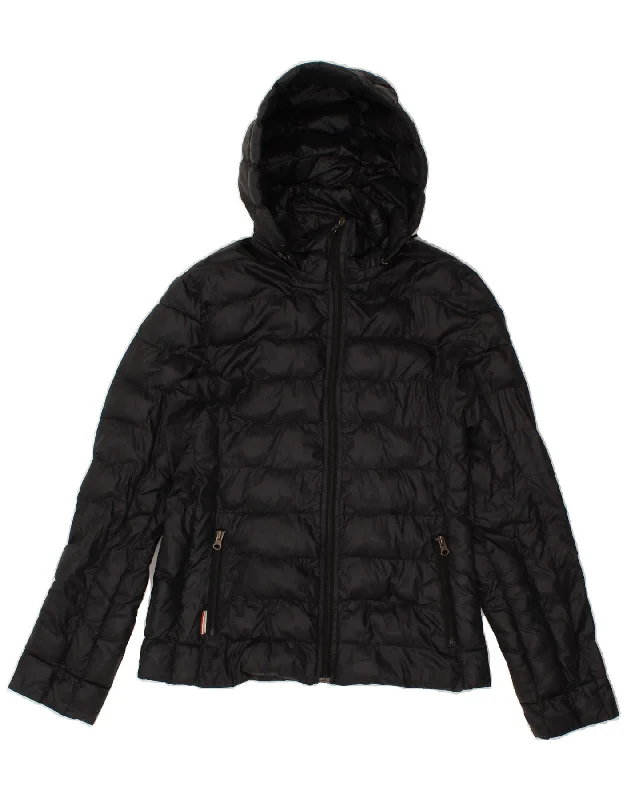 Women's Luxury Attire NEW BALANCE Womens Hooded Padded Jacket UK 12 Medium Black Polyamide