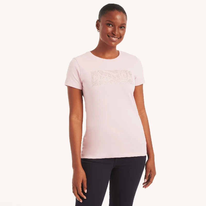 Upgrade Your Wardrobe For Less Nautica Womens Sustainably Crafted Rhinestone Logo Graphic T-Shirt