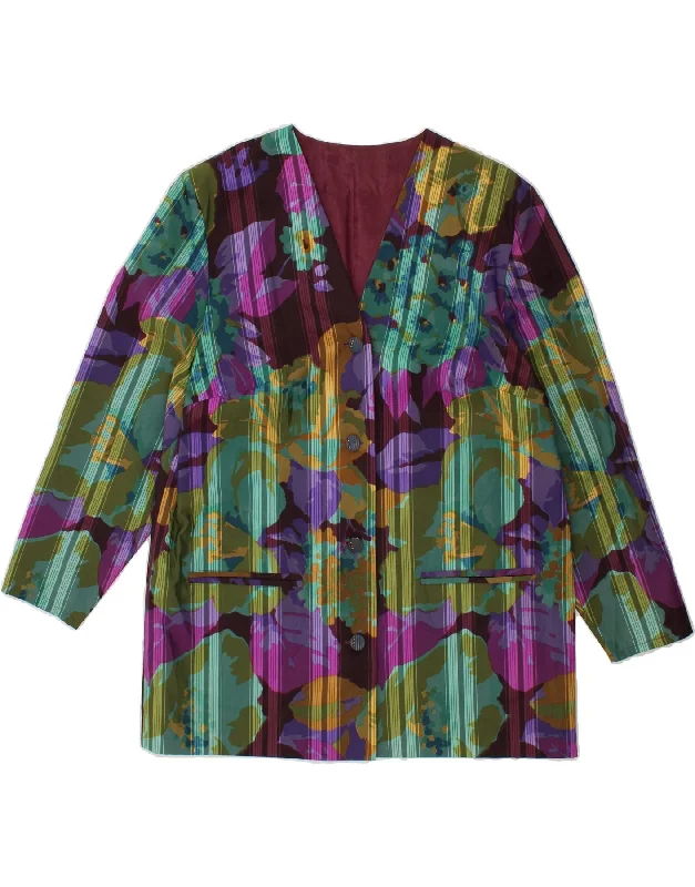 Casual Outfit For Women VINTAGE Womens 4 Button Blazer Jacket UK 16 Large Multicoloured Striped