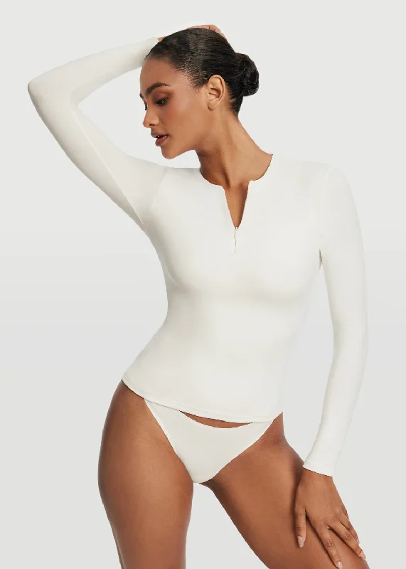 Hot Trends Quarter Zip Long Sleeve Top