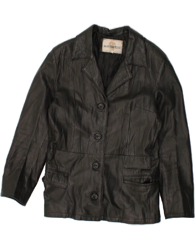 Women's Clothing Stores MASTERPELLE Womens Leather Jacket IT 48 XL Black Leather