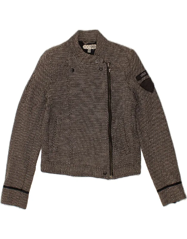 Women's Athleisure Apparel VANS Womens Crop Bomber Jacket UK 14 Large Grey Check Cotton