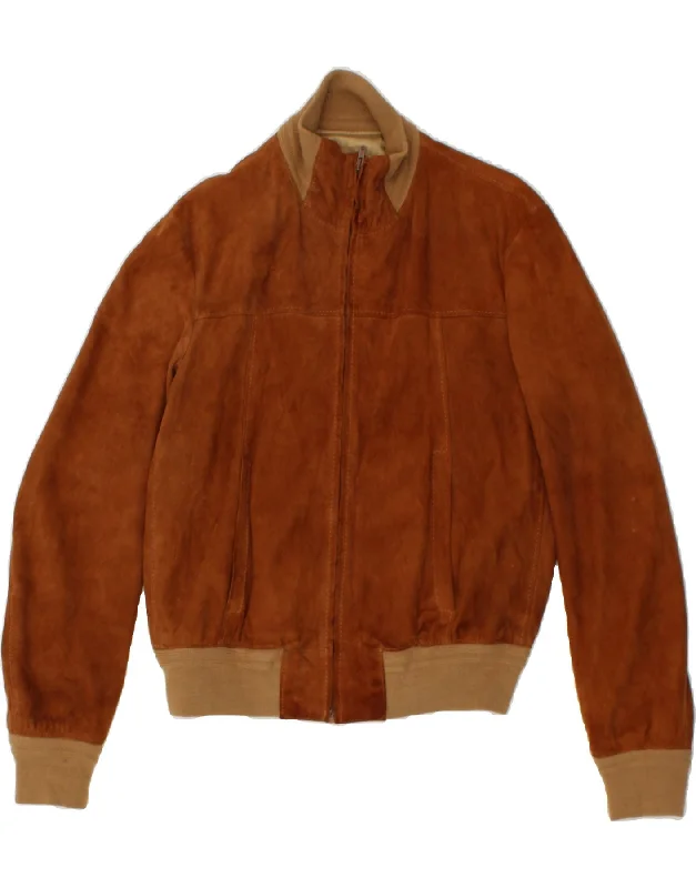 Women's Casual Apparel For Weekends VINTAGE Womens Suede Bomber Jacket IT 52 2XL Brown Women's Casual Apparel For Weekends VINTAGE Womens Suede Bomber Jacket IT 52 2XL Brown