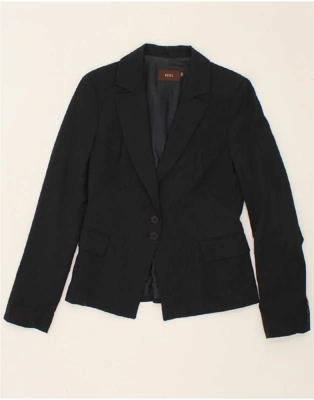 Women's Relaxed Outfit REISS Womens 2 Button Blazer Jacket UK 10 Small Black Pinstripe Wool