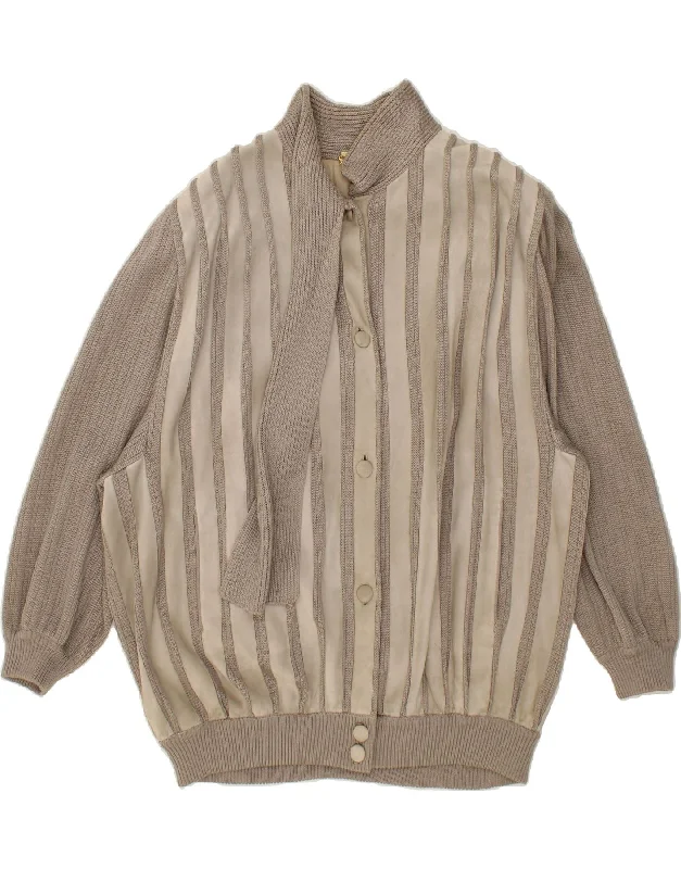 Classic Women's Apparel VINTAGE Womens Oversized 3/4 Sleeve Bomber Jacket UK 20 2XL Grey Striped Classic Women's Apparel VINTAGE Womens Oversized 3/4 Sleeve Bomber Jacket UK 20 2XL Grey Striped