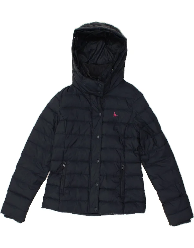 Clothes Woman JACK WILLS Womens Hooded Padded Jacket UK 12 Medium Navy Blue Nylon