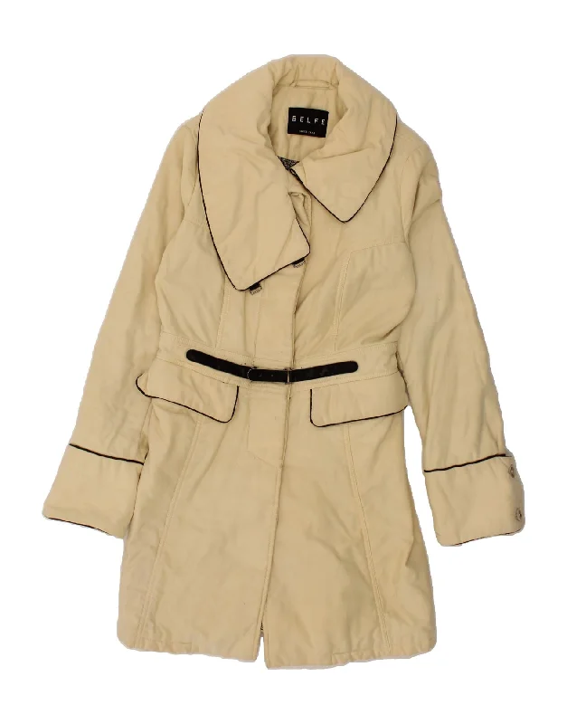 Women's Trendy Outfits BELFE Womens Overcoat UK 6 XS Beige Cotton