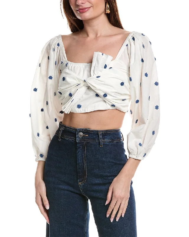Chic Style Discounts FARM Rio Blue Flowers Crop Top