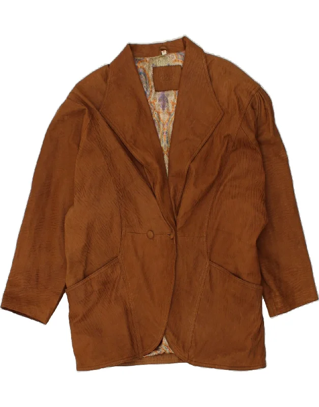 Women's Clothes For Special Occasions VINTAGE Womens Leather Coat EU 42 Large Brown Leather