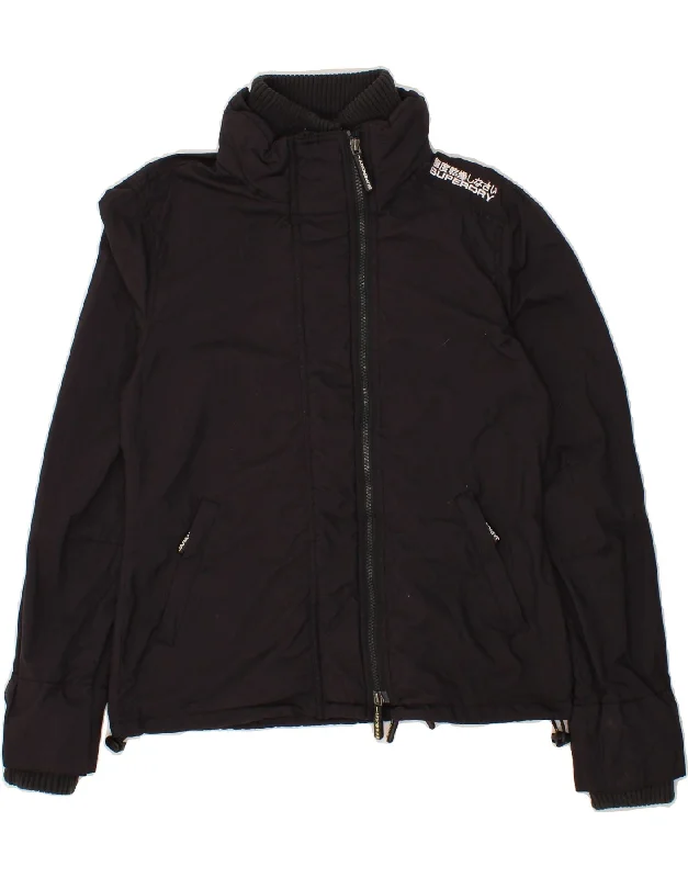 Women's Fashionable Clothing Sets SUPERDRY Womens Bomber Jacket UK 16 Large Black Nylon