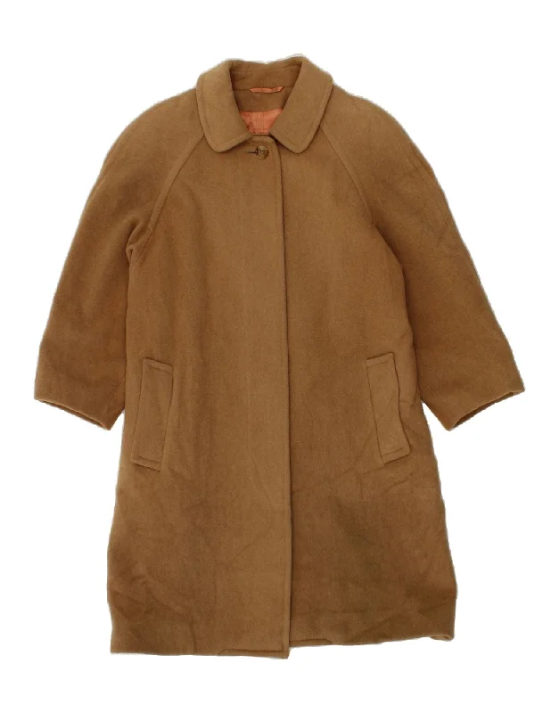 Clearance Sale AQUASCUTUM Womens Overcoat UK 14 Large Brown Camelhair
