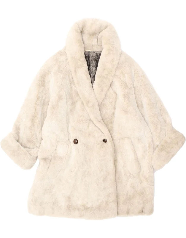 Women's Elegant Outfit MAX MARA Womens Faux Fur Overcoat UK 12 Medium Off White Acrylic Women's Elegant Outfit MAX MARA Womens Faux Fur Overcoat UK 12 Medium Off White Acrylic