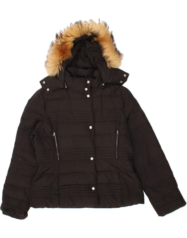Clothes Sales MARELLA Womens Hooded Padded Jacket UK 18 XL  Black Polyamide