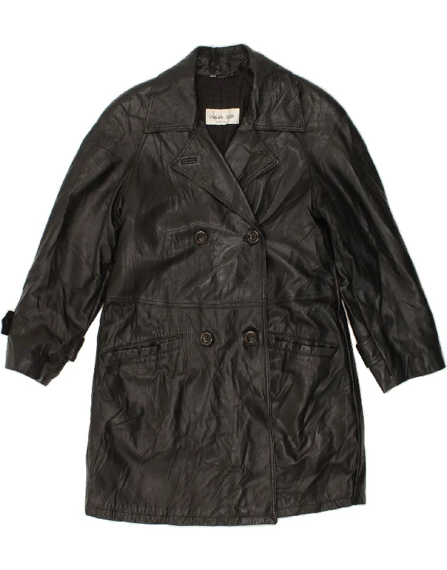 Versatile Women's Fashion VINTAGE Womens Leather Coat IT 40 Small Black Leather