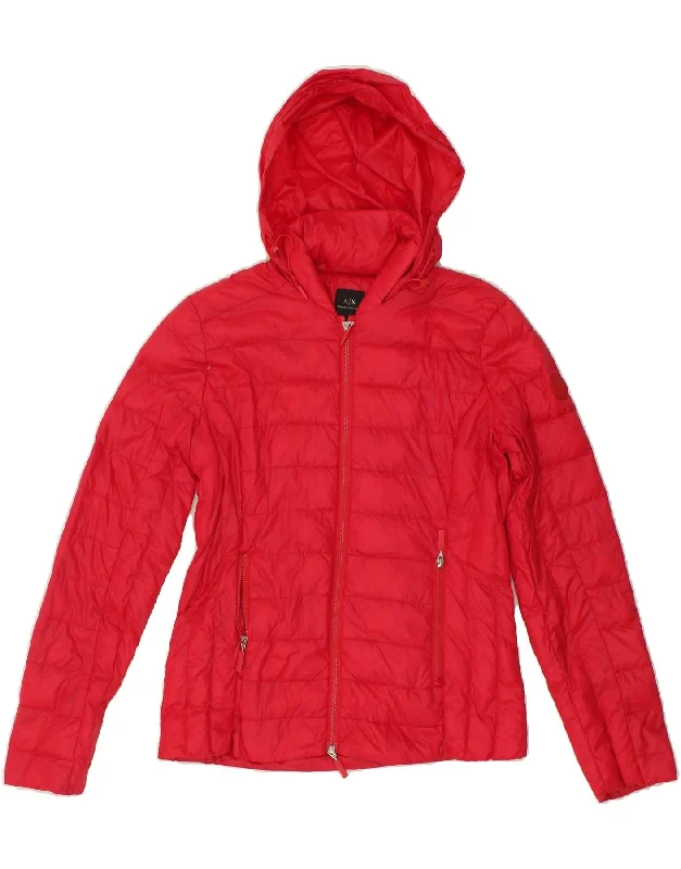 Women's Occasion Wear Clothes ARMANI EXCHANGE Womens Hooded Padded Jacket UK 10 Small Pink Polyamide