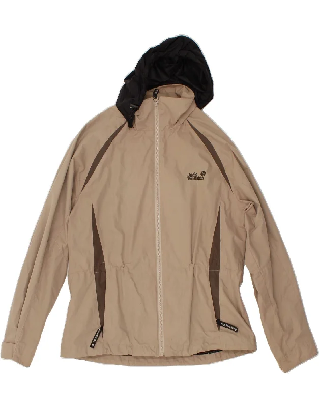 Woman Clothing JACK WOLFSKIN Womens Hooded Rain Jacket UK 12 Medium Beige Colourblock Woman Clothing JACK WOLFSKIN Womens Hooded Rain Jacket UK 12 Medium Beige Colourblock