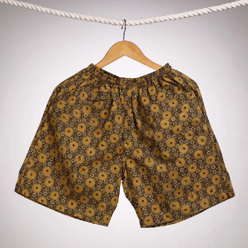 Women's Fashion Clothing Yellow - Ajrakh Block Printing Cotton Unisex Boxer/Shorts