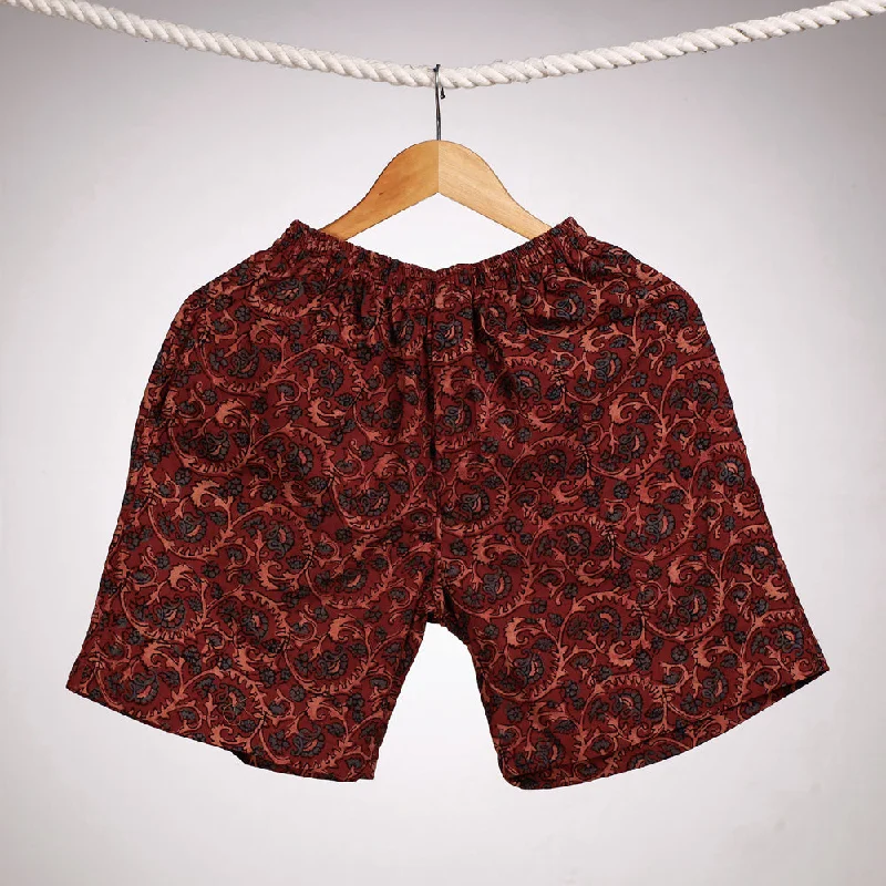 Designer Women's Fashion Online Red - Ajrakh Block Printing Cotton Unisex Boxer/Shorts