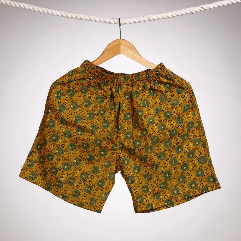 Fashion-forward Women's Wear Yellow - Ajrakh Block Printing Cotton Unisex Boxer/Shorts