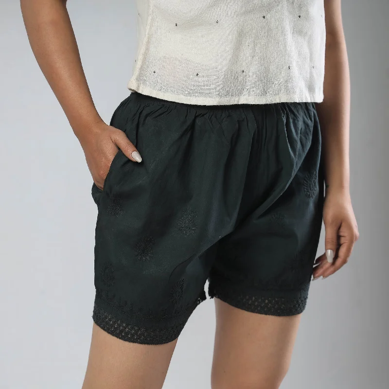 Affordable Online Boutique Black - Chikankari Hand Embroidered Cotton Short