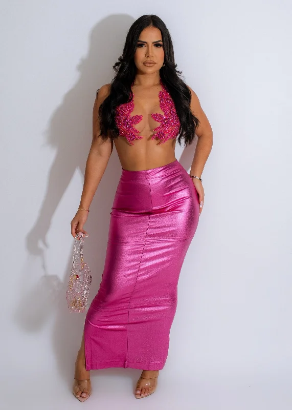 Elegant Fashion Affirmative Action Metallic Skirt Pink