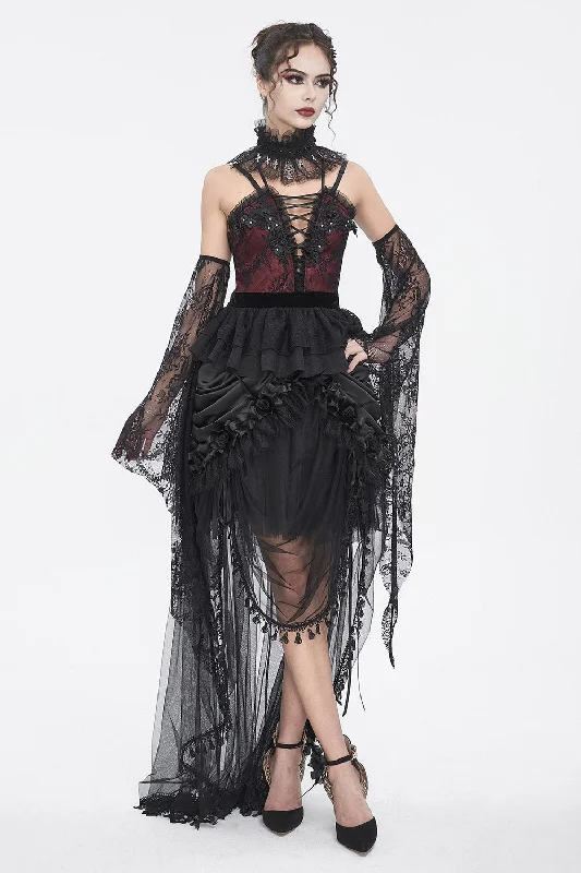 Women's Elegant Evening Outfit Antoinette Gothic Bustle Skirt with Train