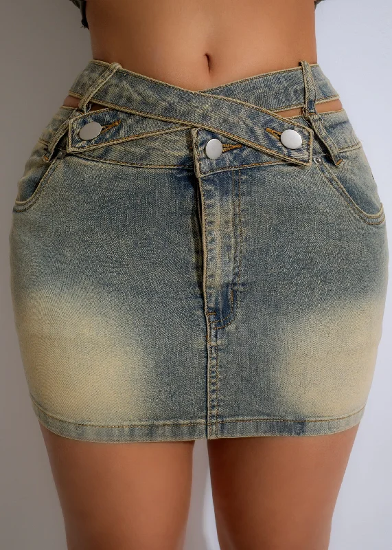 Must-Have Styles Baby Girl Cut Out Mini Skirt Denim