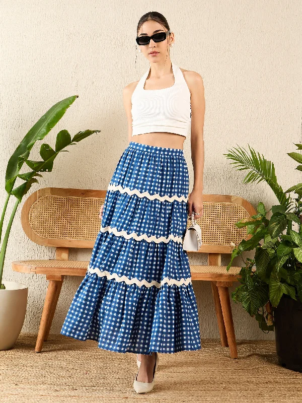 Women's Stylish Outerwear Ric-Rac Tiered Maxi Skirt