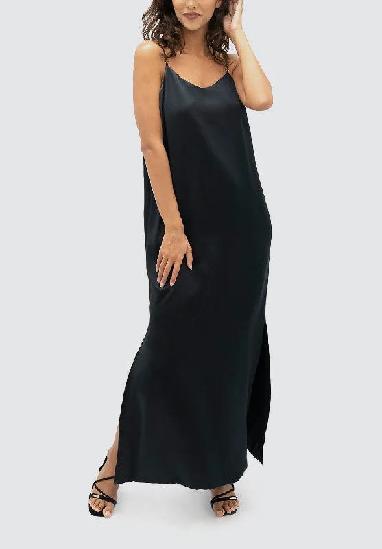 Feminine Dresses for Women in Bold Prints Calabar CBQ - Slip Dress | Black
