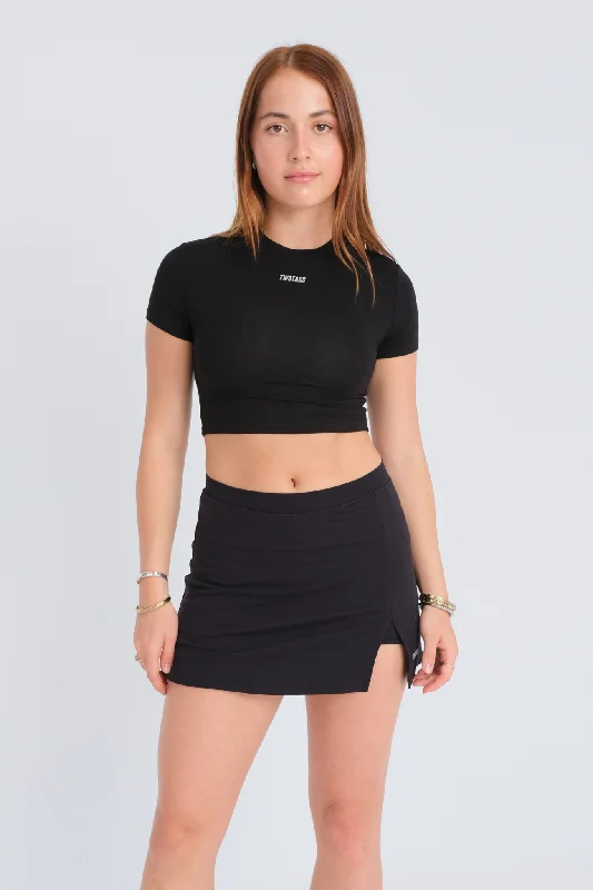 Relaxed Style Charmed Split Skorts - Black