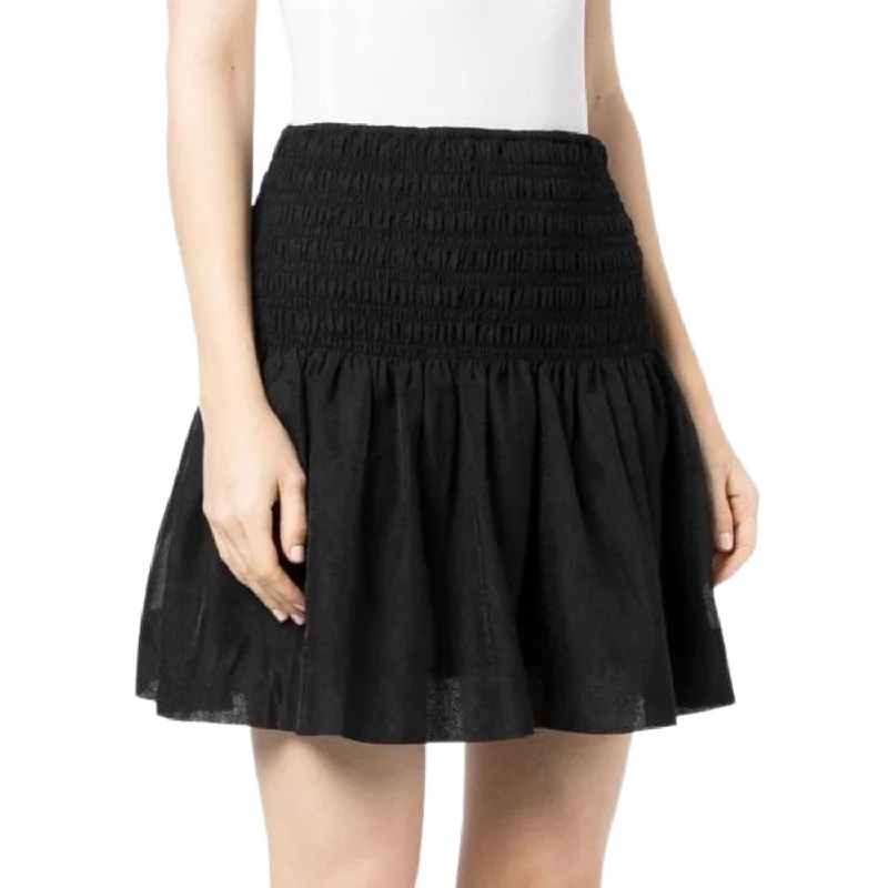 Women Wear Online Crinkled Georgette Smocked Mini Skirt In Black