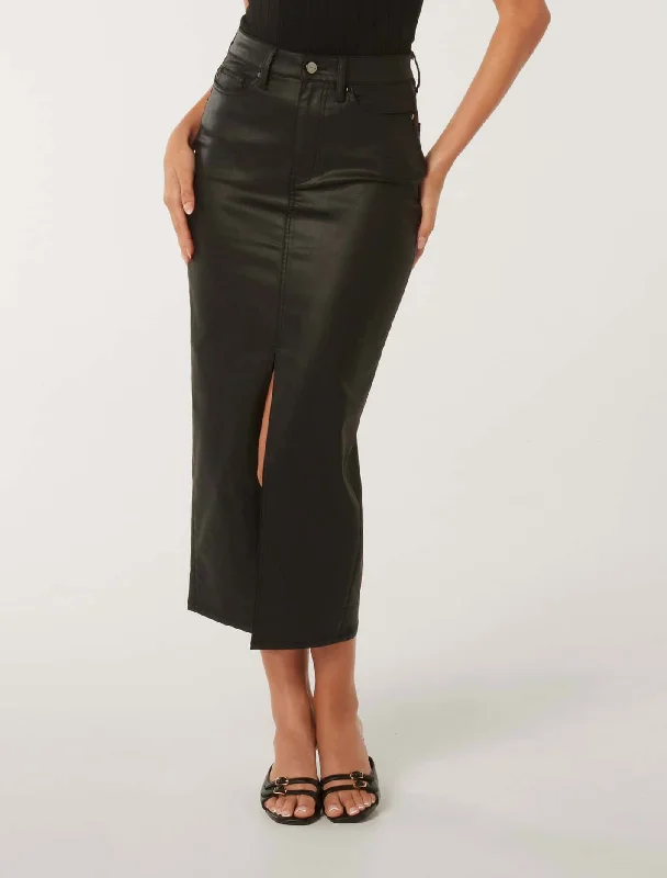 Online Clothing Stores Danni Coated Midi Skirt