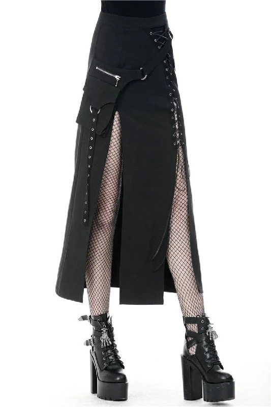 Affordable Luxury Women's Apparel Deathrock Slit Maxi Skirt