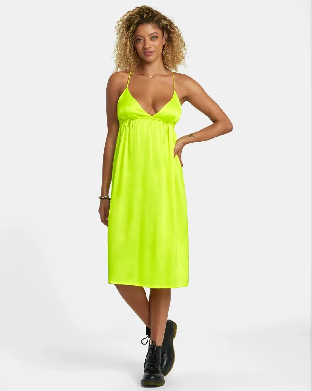 Unique Women's Fashion Pieces Faded Midi Dress - Neon Yellow