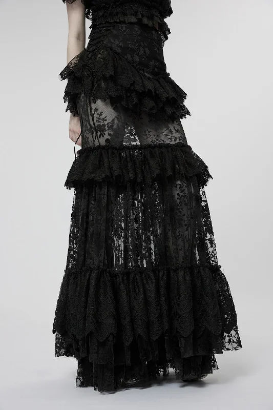 Clothes For Woman Ghostlore Lace Maxi Skirt [BLACK]