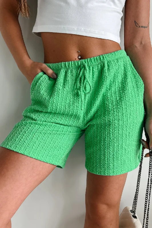 High End Fashion Good News Textured Shorts (Garden Green)