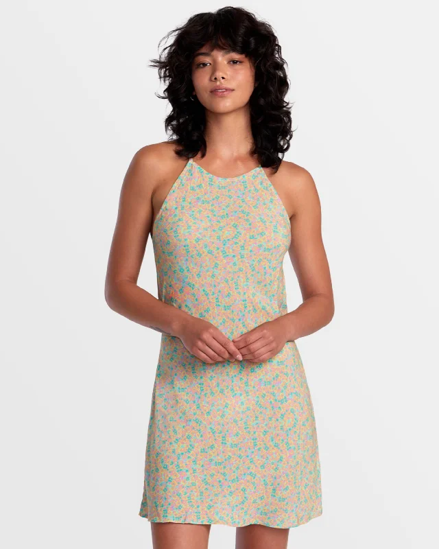 Clothing Online Harlow High Neck Mini Dress - Neon Green