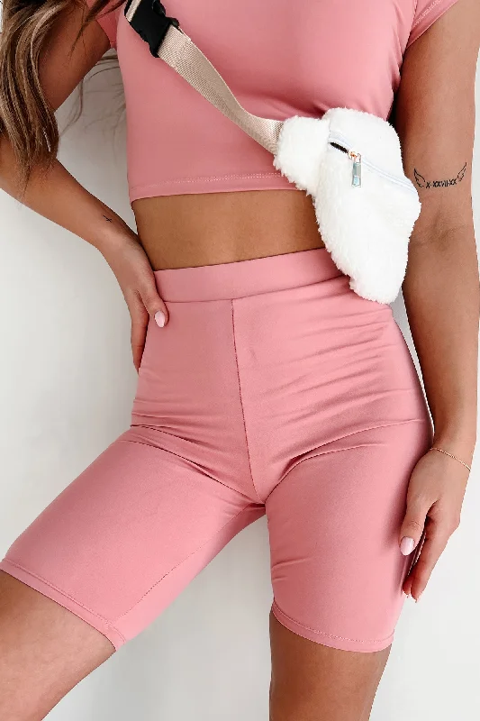 Women's Evening Attire Hustle For The Muscle High Waist Biker Shorts (Rose)