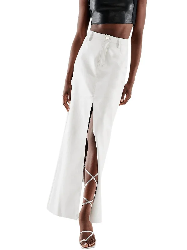 Fashion Essentials Imogen Recycled Leather Skirt In White