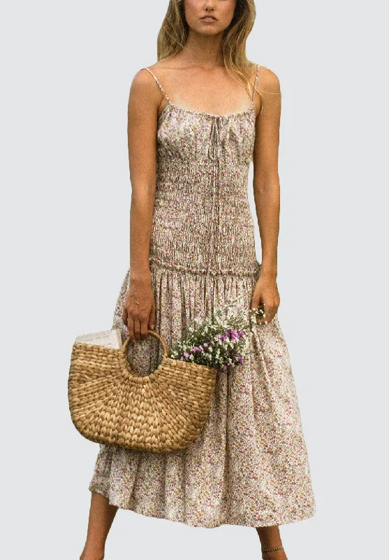 Relaxed Fit Women's Fashion KATE Boho Midi Dress | Floral Print