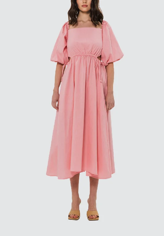 Plus Size Women's Fashion Louise Midi Dress | Pastel Pink