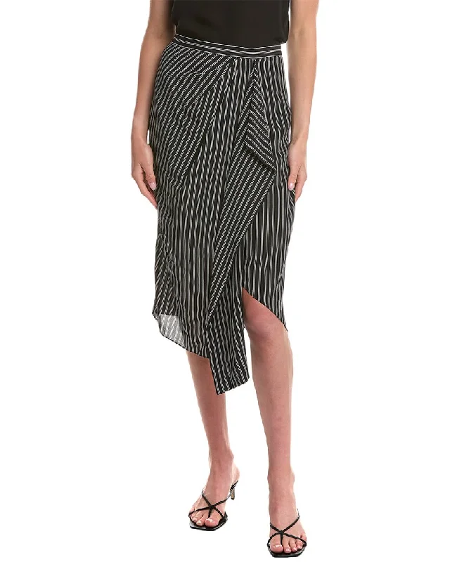 Women's Clothing Online Sale Michael Kors Collection Stripe Draped Silk Skirt