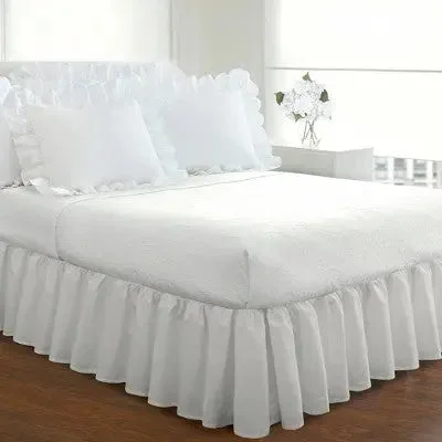 Online Boutiques Affordable Magic Skirt Bed Skirt Elastic Band Pre-Shrunk, White, King
