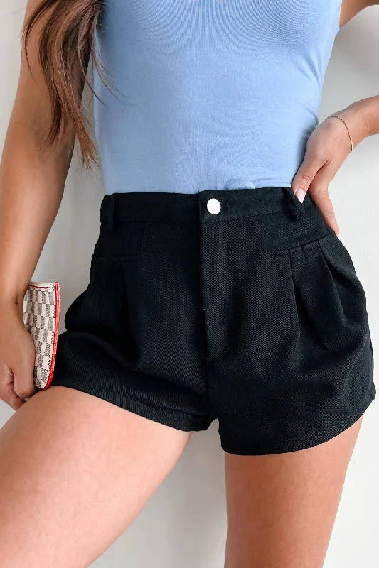 Online Impressions Boutique No One To Blame Pleated Denim Shorts (Black)