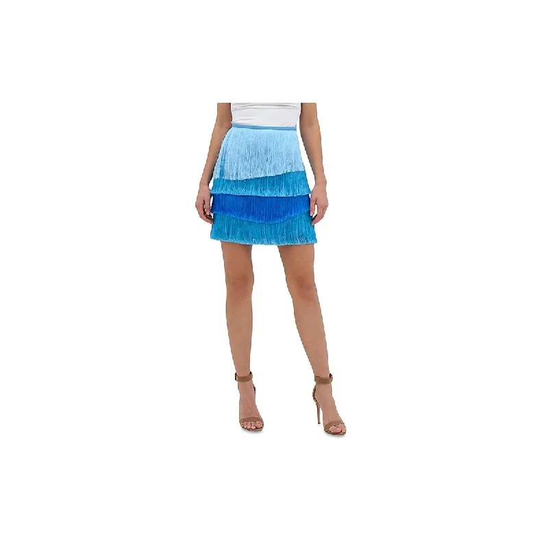 Street Style Fashion Odelia Womens Fringe Tiered Mini Skirt