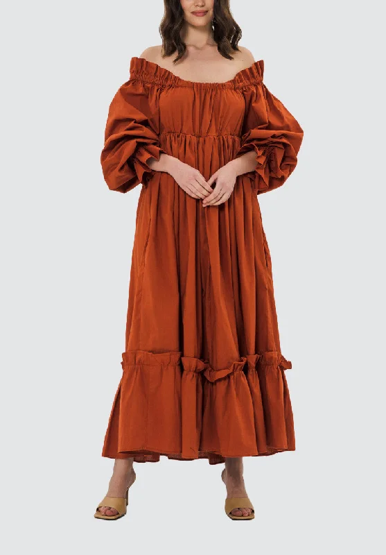 Stylish Women's Outfit Ophelle Midi Dress | Burned Orange